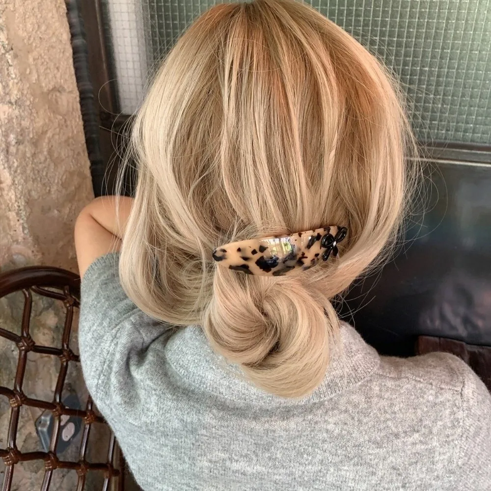 

Vintage Curved Ellipse Hairpins Colorful Bow Large Size Three-dimensional Spring Clip Trendy Texture Women Hair Accessories