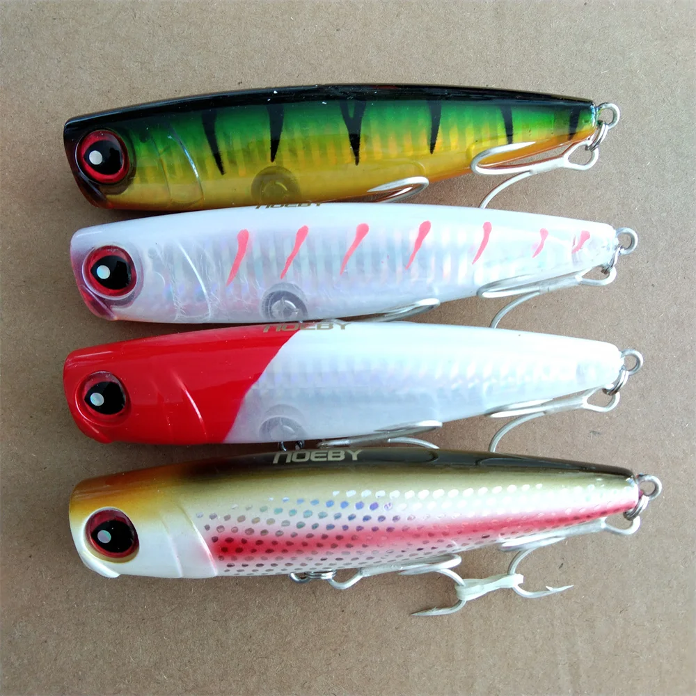 

Noeby 4 Pieces 10.5cm 24g Popper Lure Top Water Hard Bait 3D Eyes Floating Wobbler Fishing Lures Pesca Accessories
