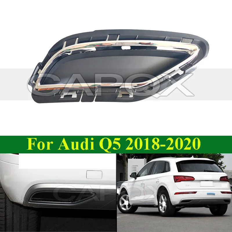 CAPQX Rear Exhaust Muffler Tail Throat Pipe Cover Trim For Audi Q5 2018-2020 Rear Exhaust Frame Tail Pipe Bright Strip Cover
