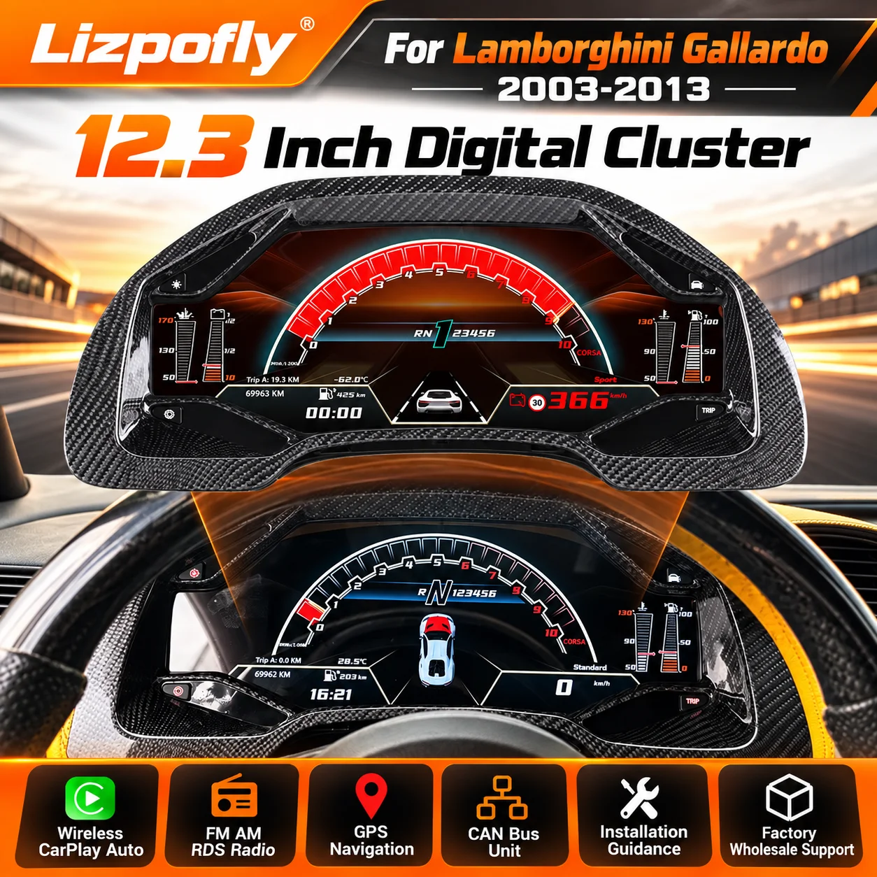 Wireless CarPlay GPS Navigation 12.3
