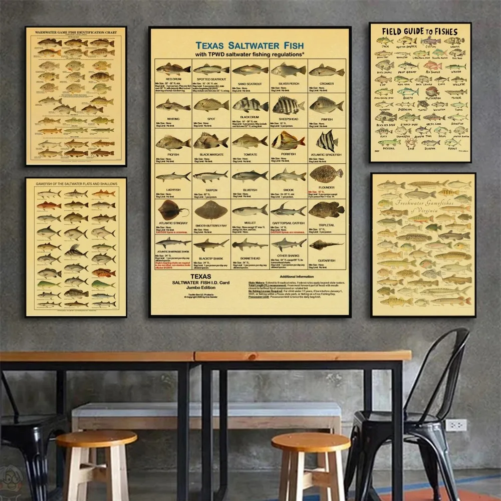 ACE Fishing Fish Sea Poster Wall Chart Prints And Posters Home Living Bed Room Art Bar Cafe Frameless Pictures Painting