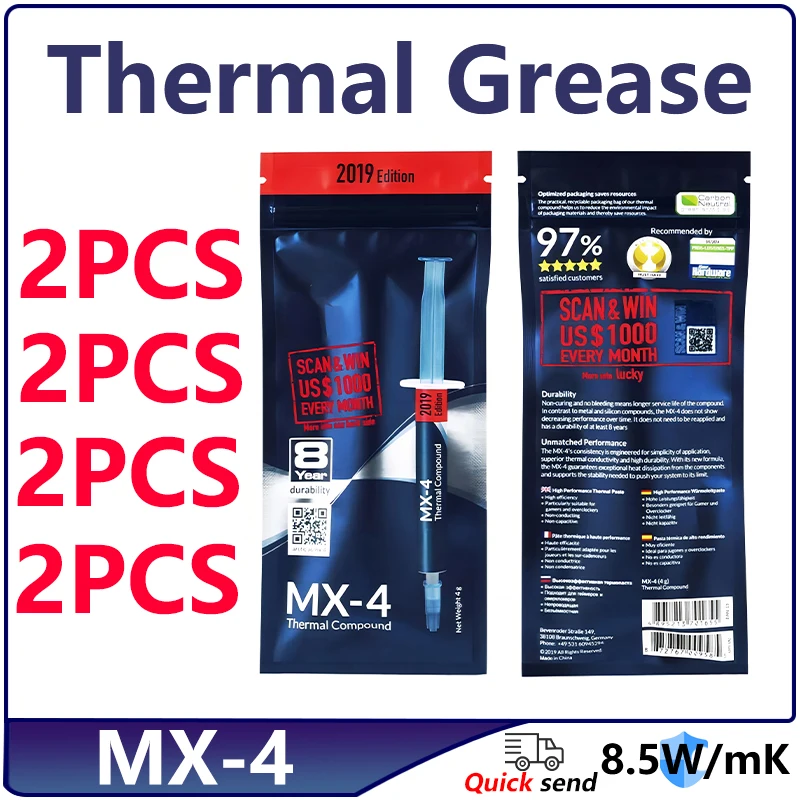 MX4 Thermal Paste Processor MX-4 4g 8.5W/M-k For CPU GPU Printer HeatSink Cooling Cooler Thermal Grease Compound Silicone