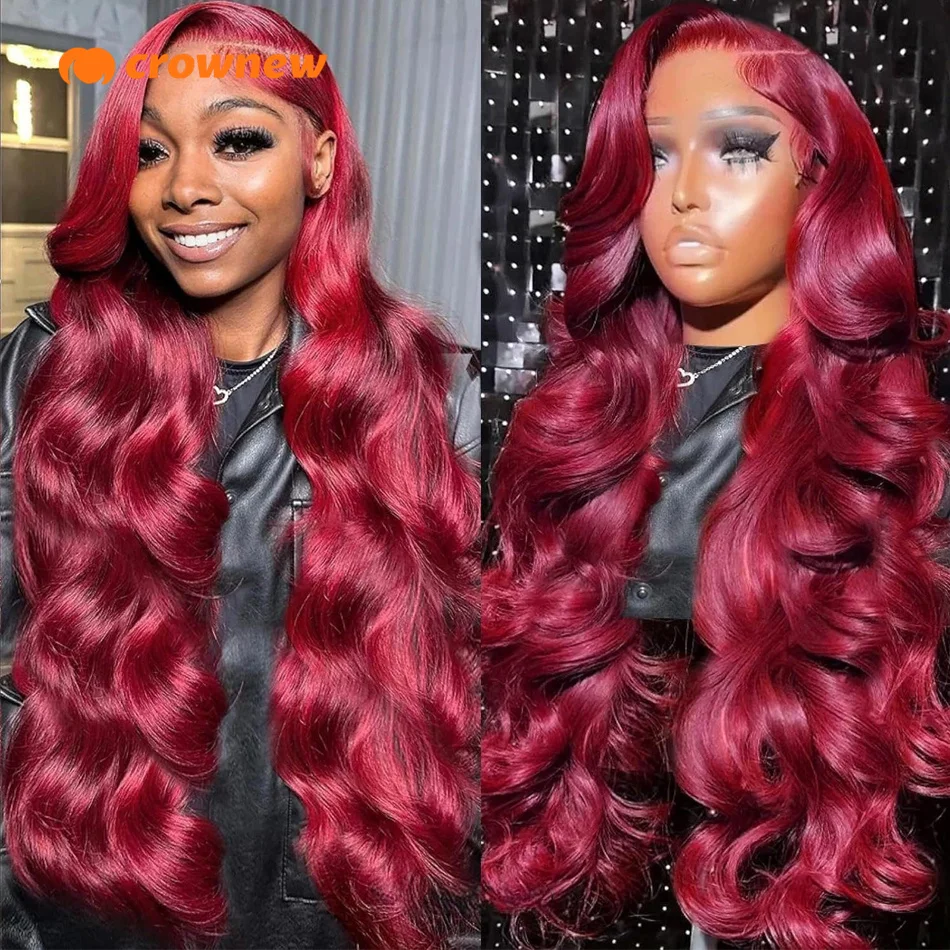 99J Red Wig Body Wave Human Hair Wigs Red Lace Front Human Hair Wigs 13X4 Hd Lace Humain Hair Wig 99J Burgundy 100% Human Hair