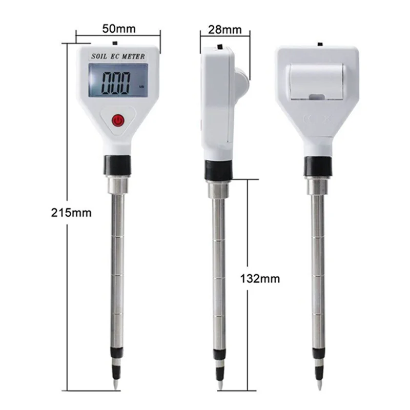 EC Detector Soil Analyzer -Conductivity Test Potted Planting EC Meter Flowers and Plant Agriculture Detector -White