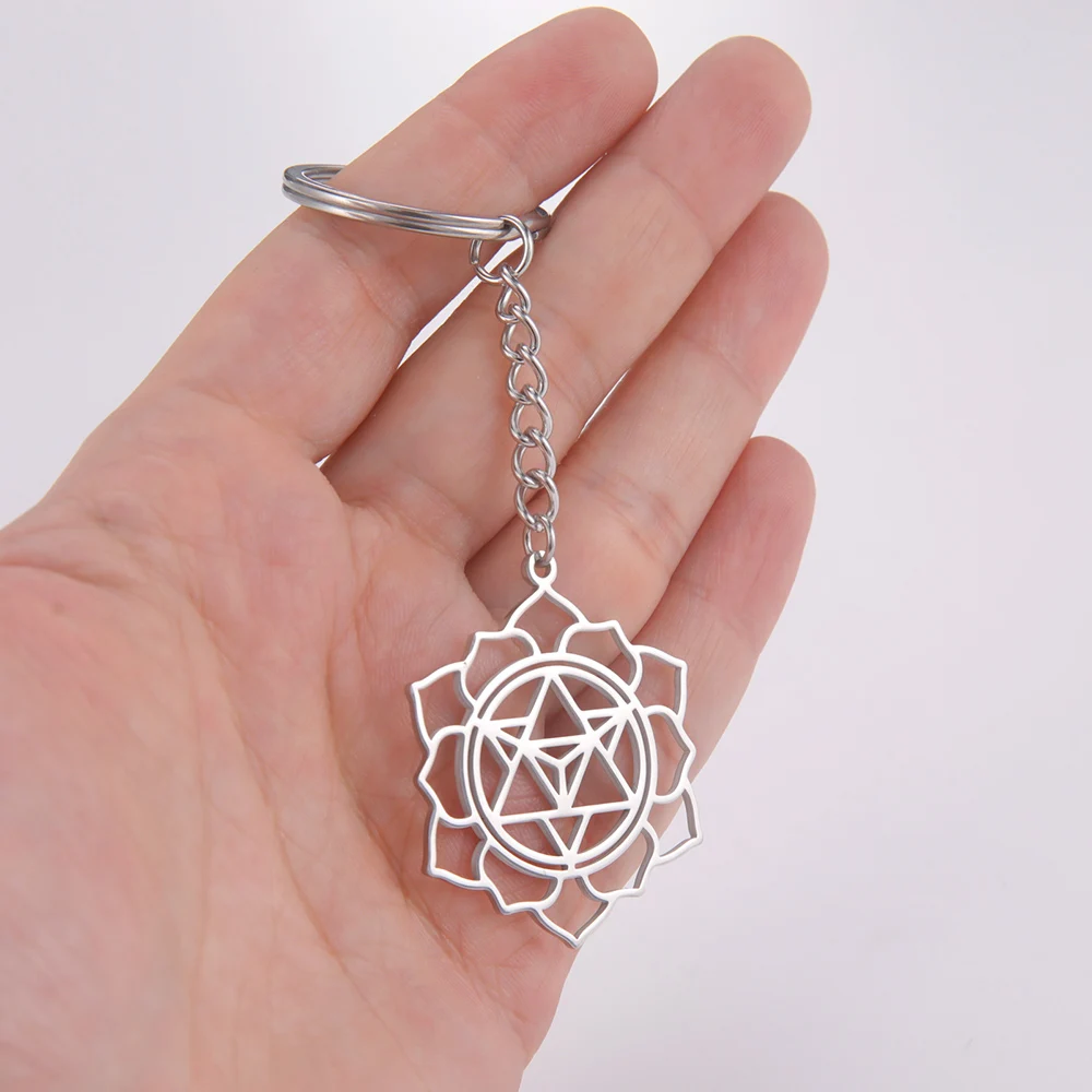 Dawapara Merkabah Metatron Cupe Keychain Seed of Life Spiritual Healing Amulet Sacred Geometry Stainless Steel Keyring