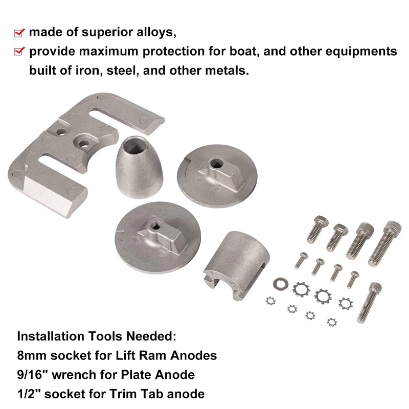 Complete Aluminum Anode Kit Compatible with 2004+ Mercruiser Bravo 3 III Drives Sterndrives Replace for CMBRAVO3KITA, 888761Q02