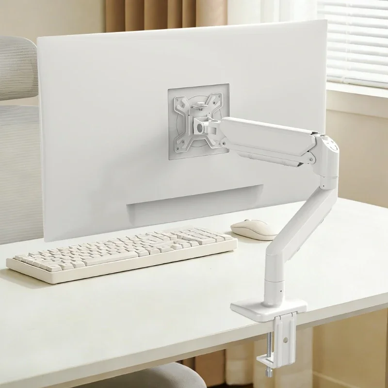 Gas Spring Dual Monitor Arm Mount,Adjustable Swivel Desk Stand Bracket for Computer, Single & Dual Screen Holder with Clamp Base