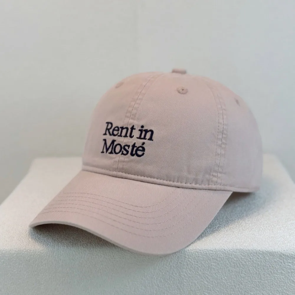 Soft Top Construction Embroidered Baseball Cap Adjustable Metal Buckle Low Profile Design Retro Lettered Duckbill Cap