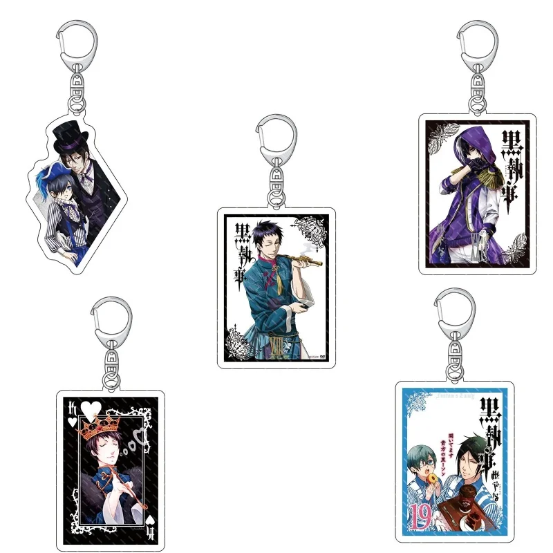 Black Butler Anime Acrylic Keychain Bag Charms Pendant Gift Animation Products Accessories Souvenir Key Ring Fashion Kingring