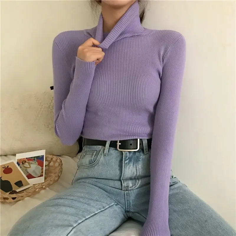 Pull à col roulé Femmes tendances 2025 doux Pulls Femmes à manches longues tricots pulls Dame vêtements d'hiver Femme Jersey pour Femmes
