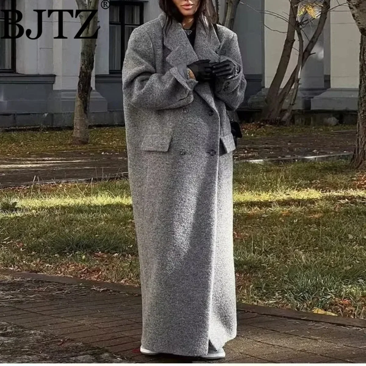 BJTZ معطف صوفي طويل بأزرار للنساء لخريف وشتاء 2025 موضة جديدة متعددة الاستخدامات ملابس خارجية فضفاضة #1