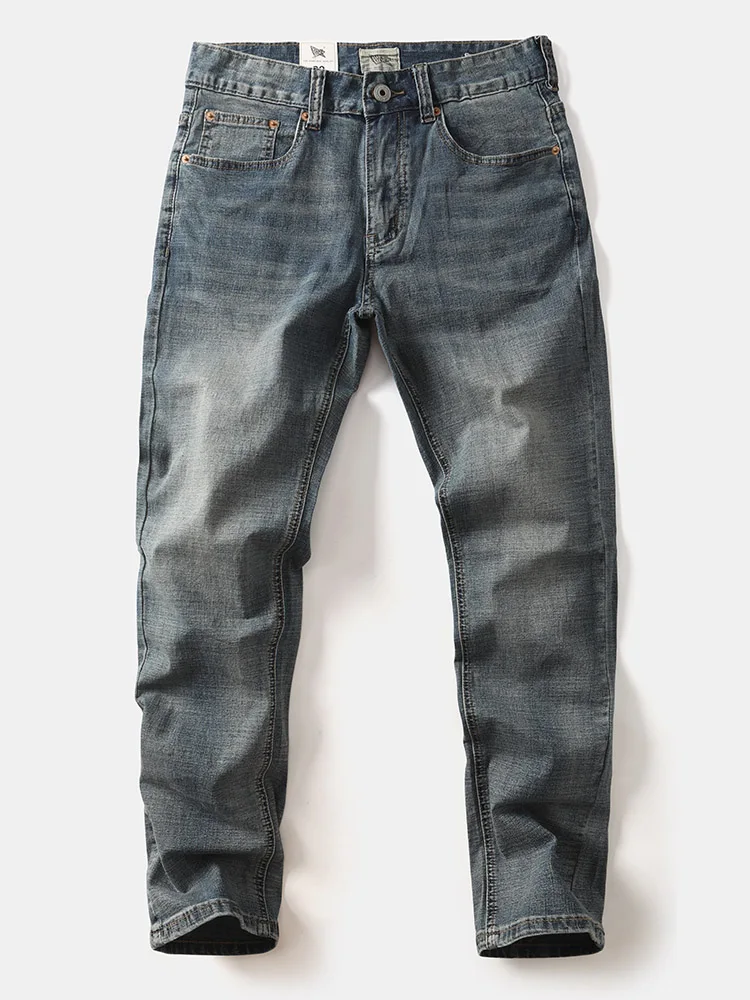 

Ретро американские облегающие прямые джинсы весна-лето легкие повседневные дышащие мужские модные длинные брюки со средней талией