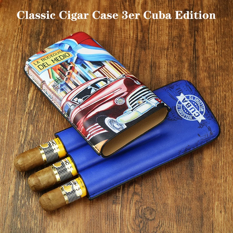 2023 NEW Cigar Case Leather Classic Cigar Cigarrate Box Pocket Cuba Cigar Humidor Holder Travel Smoking Accessories