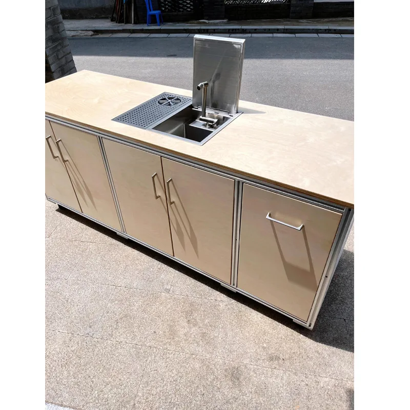 

Simple modern aluminum profile birch side cabinet household display cabinet with stainless steel