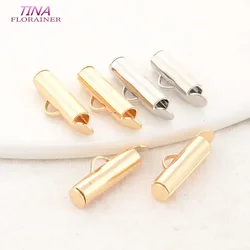 4*14.5MM 14K Gold Color Brass Ends Fastener Clasps Cord Ribbon Connect Bracelet Clasp High Quality Jewelry Making Findings