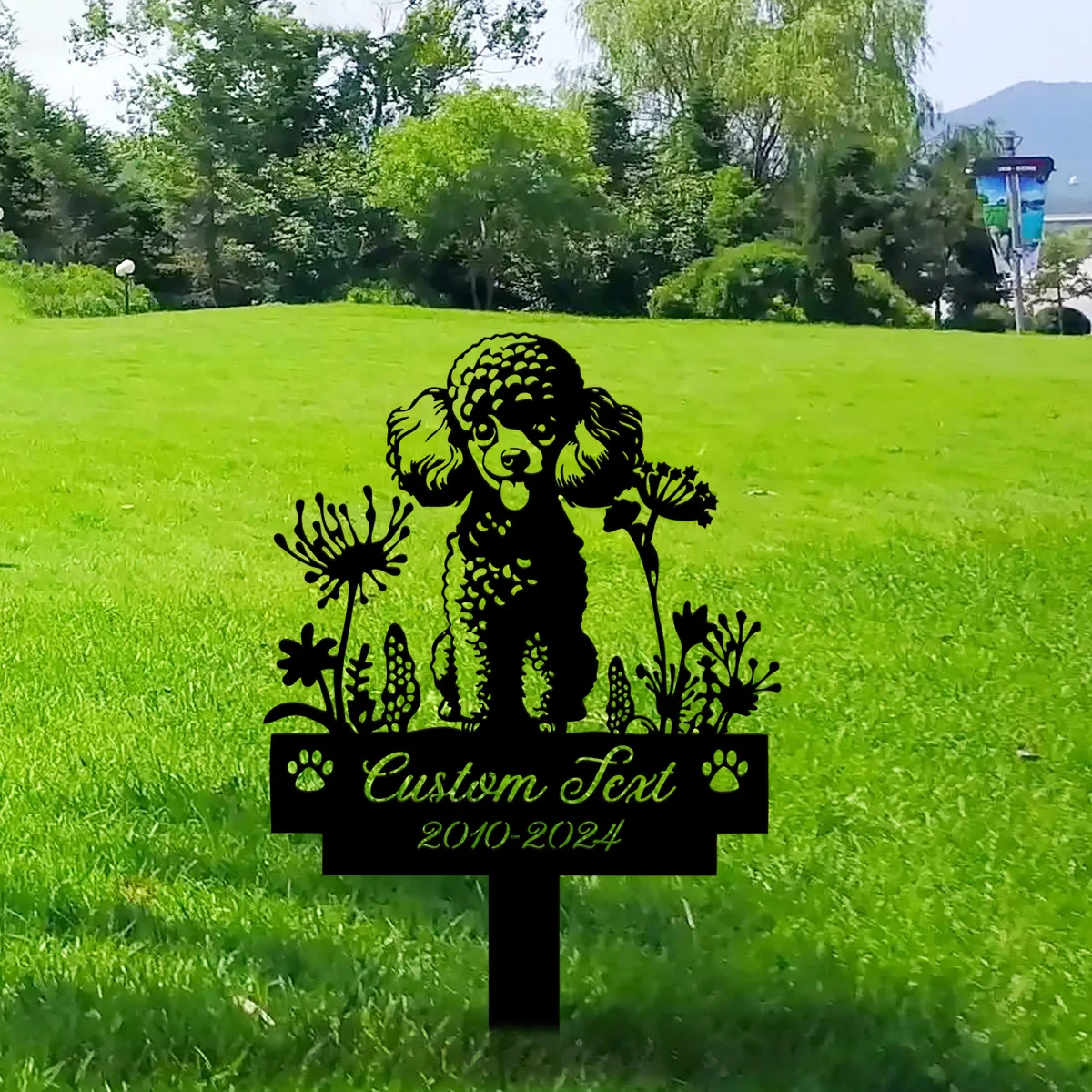 Custom Toy Poodle Dog Memorial Stake, Dog Stake Metal Sign, Personalized Pet Outdoor Stake, Animal Garden Stake