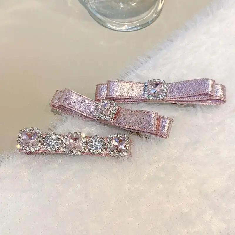 1/2 Stück Graue Satin-Haarspange mit Wassersteinen, Exquisite Funkelnde Elegante Haarspange für Damen – Detail 2