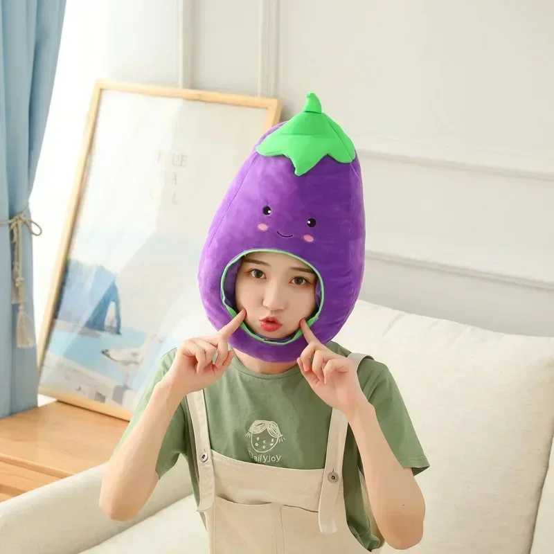 

Kawaii Eggplant Head Hat Photo Props Photo Props Cartoon Head Plush Hat Cosplay Cosplay Luffy One Piece Accessories