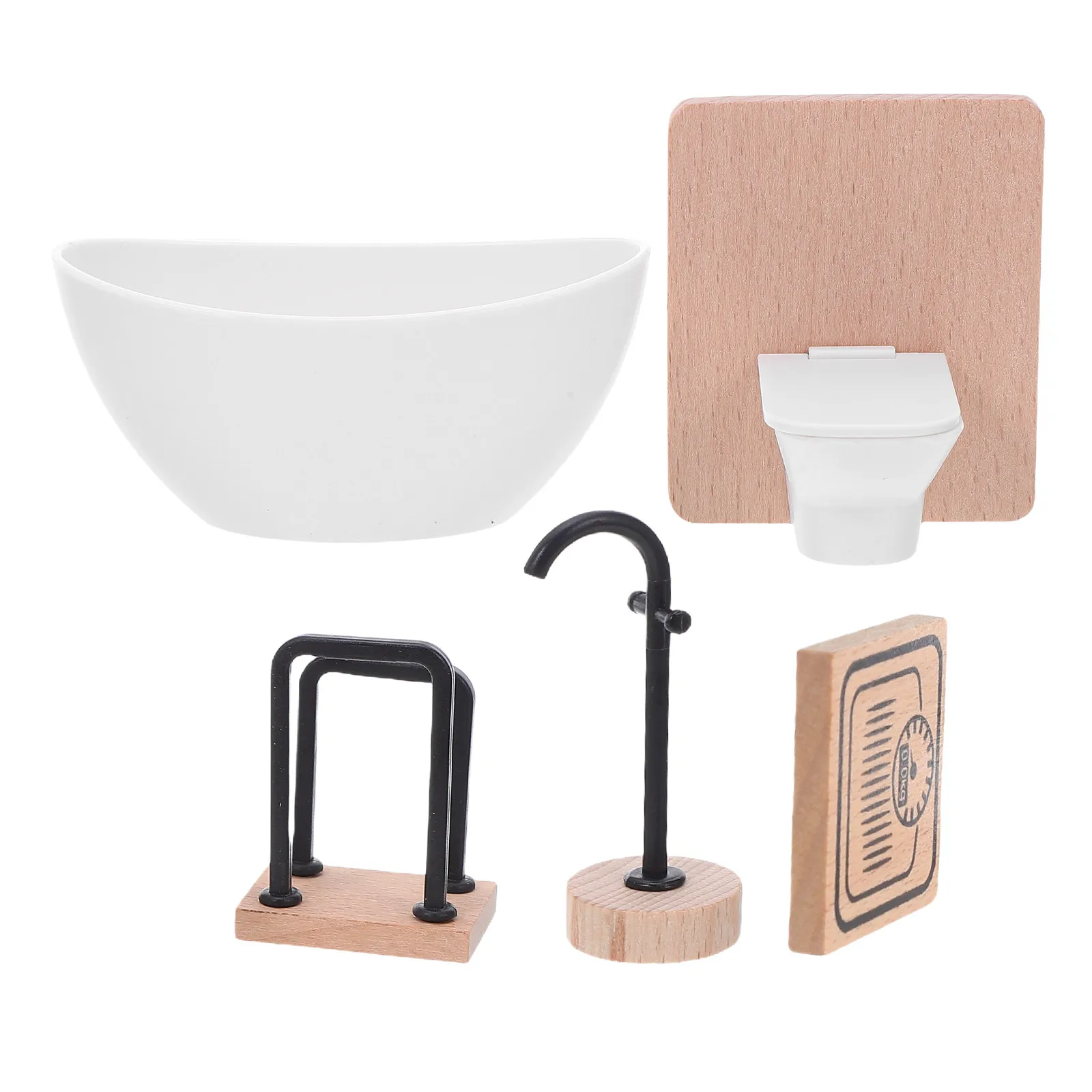 

1Set 1:12 Scale Miniature Dollhouse Bathroom Furniture Set White Realistic Toilet Bathtub Cabinet Shower Accessories