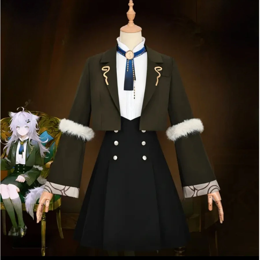 

Game Arknights Operator Lappland Cosplay Costume Wig Childhood Lappland Costume Coat Skirt Uniform Suit Wig Outfit for Woman