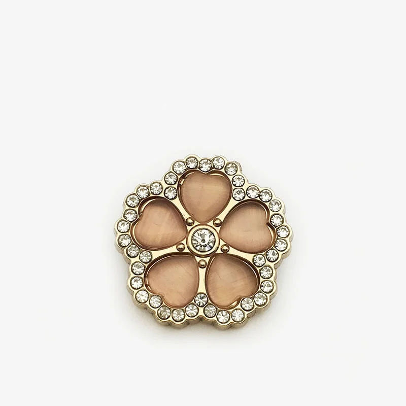 6PCS Flower-shaped metal buttons with diamonds for coats, blouses, suits, sweaters and cardigans, decorative diamond buttons.