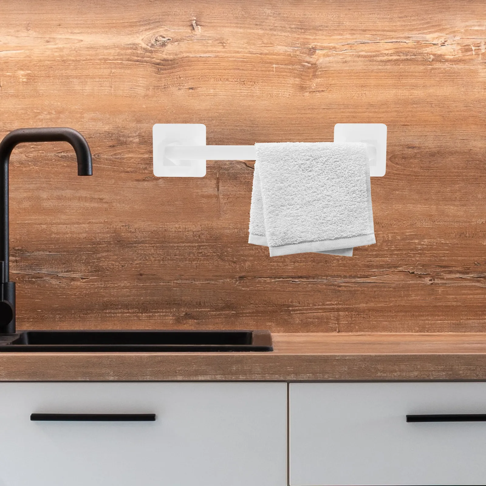 Premium ABS Wall Mounted Towel Bar White Bathroom Towel Holder for Hand Towels Dish Cloth Hanger Kitchen Laundry Room
