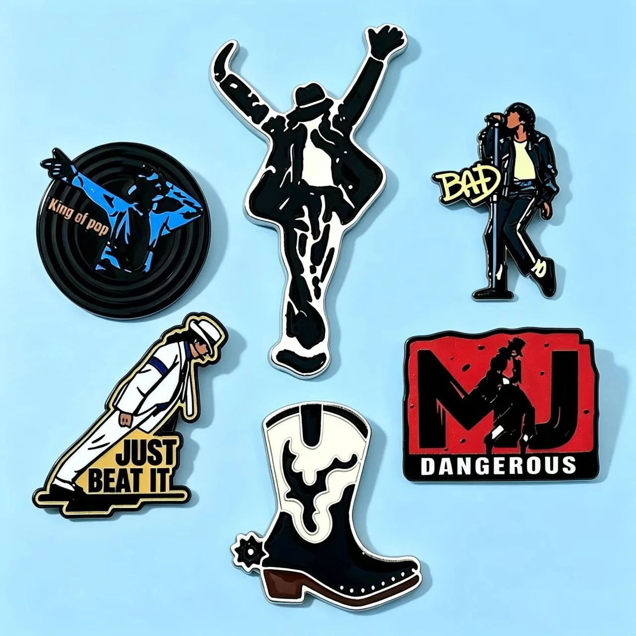 Set de Pins Esmaltados de Michael Jackson, Rey del Pop, Bad, Dangerous, Just Beat It, Broche Metálico Retro Rock, Decoración para Bolsos y Sombreros, Regalo para Fans