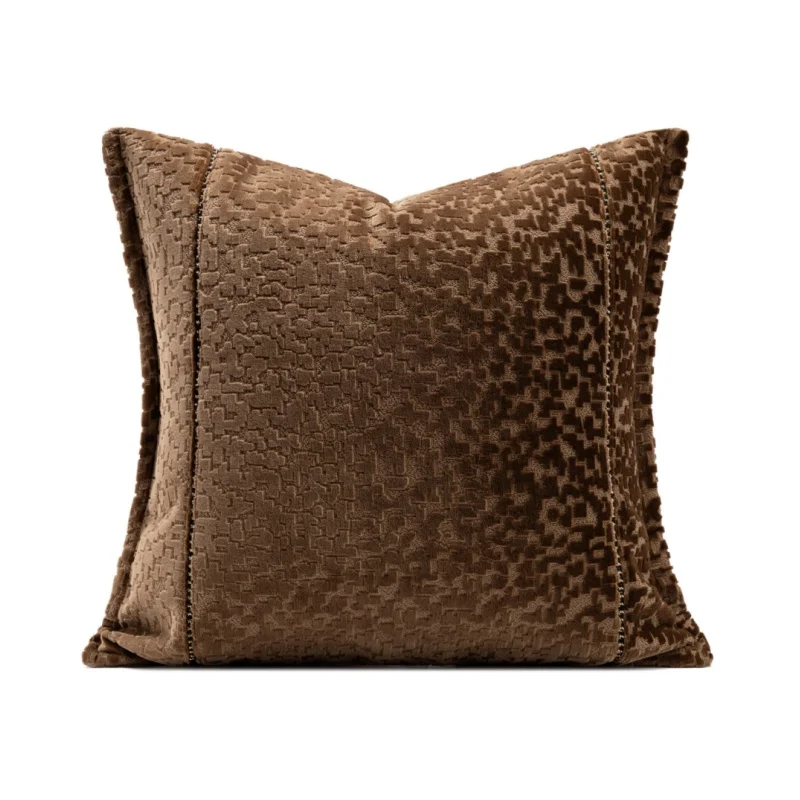 Brown Color Pillows Luxury Velvet Jacquard Collection Cushion Case Modern Decorative Pillow Cover For Sofa Chair Home Decoration