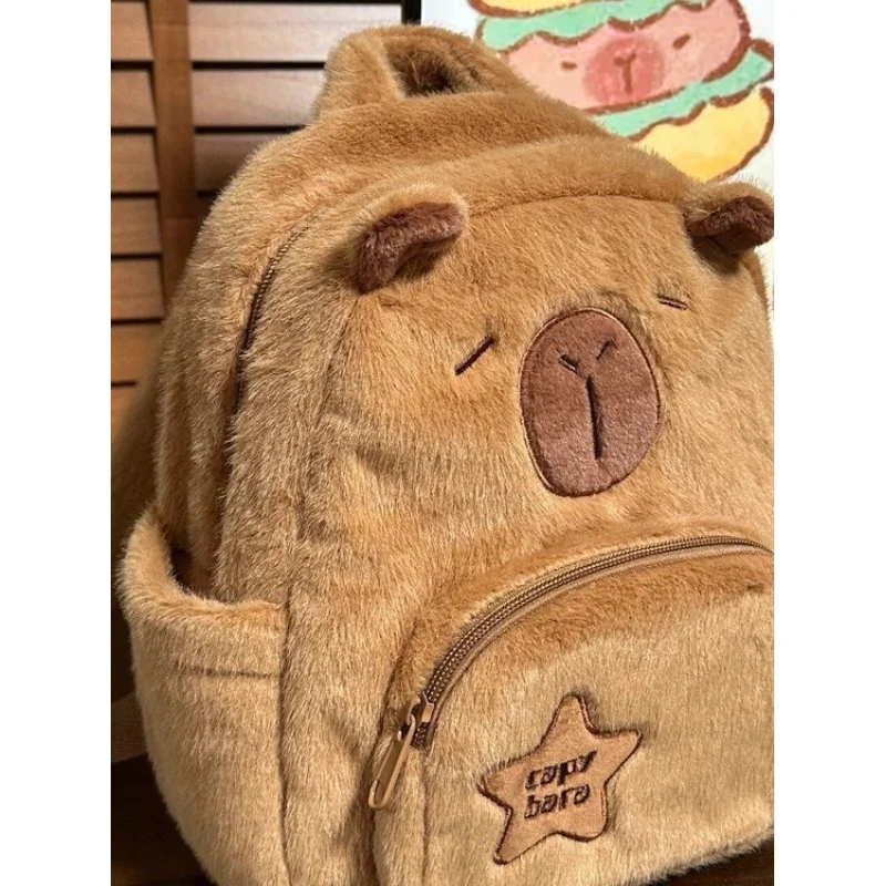 New capabala Plush Bag capybara backpack cute wild fur bag girls cartoon student small bag