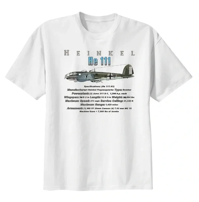 WWII German Heinkel He 111 Bomber T-Shirt New 100% Cotton O-Neck Summer Short Sleeve Casual Mens T-shirt Size S-3XL