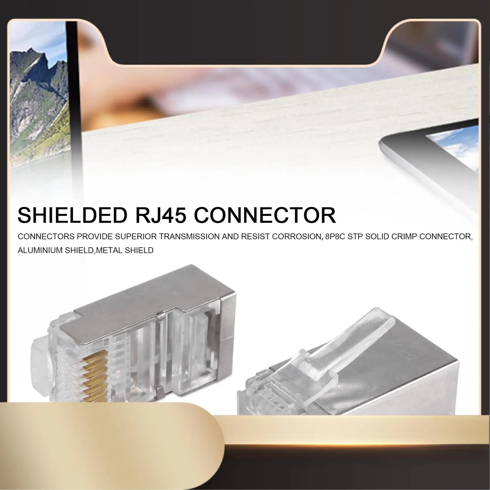 

Экранированный разъем RJ45 CAT5E CAT6 Обжимной разъем Ethernet STP 8P8C Модульные вилки с кристаллической головкой-N36R