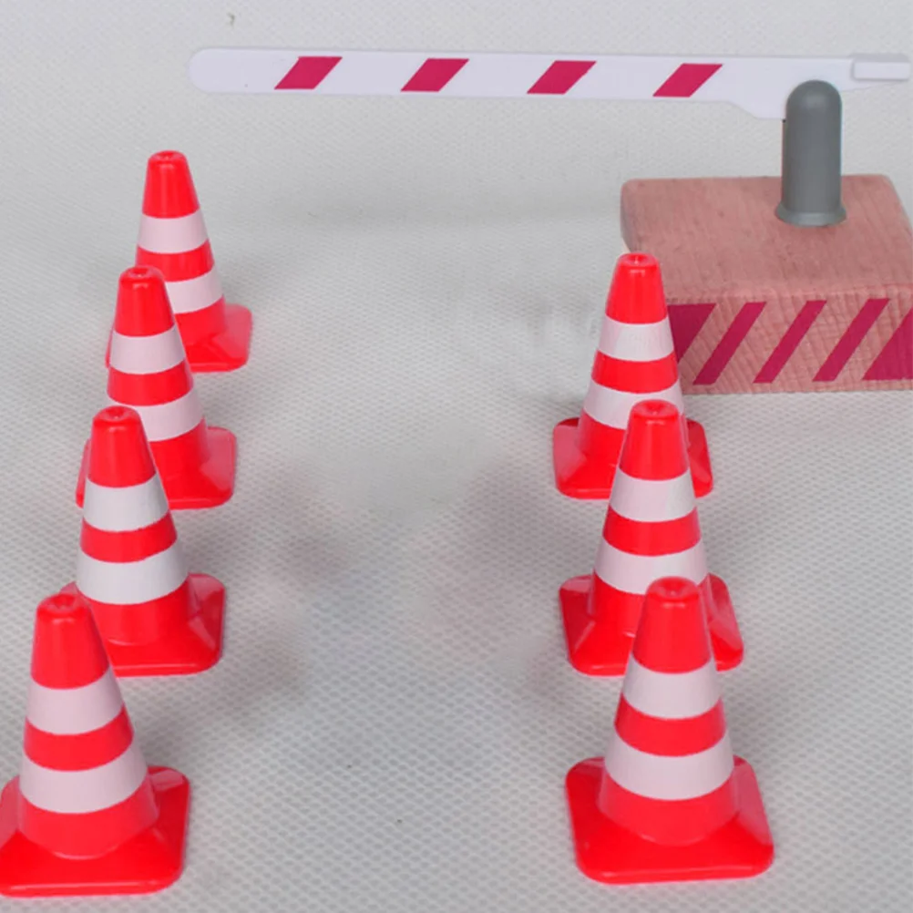 24 Pcs Road Sign Barricade Toy Roadblock Traffic Cone Puppet Light Plastic Mini Signs Toys