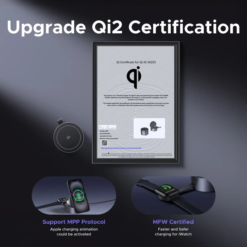 UGREEN Qi2 15W Max شاحن لاسلكي مغناطيسي 3 في 1 حامل شحن سريع شاحن Magsafe لهاتف iPhone 15 16 Pro Max/AirPods #2