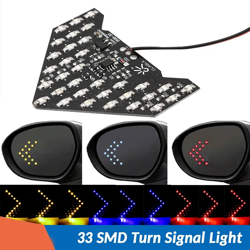 1x Car Styling LED Turn Signal Light Rear View Mirror Arrow Panels Indicator Light Rearview Mirror Signal bulb 33SMD Arrow Light