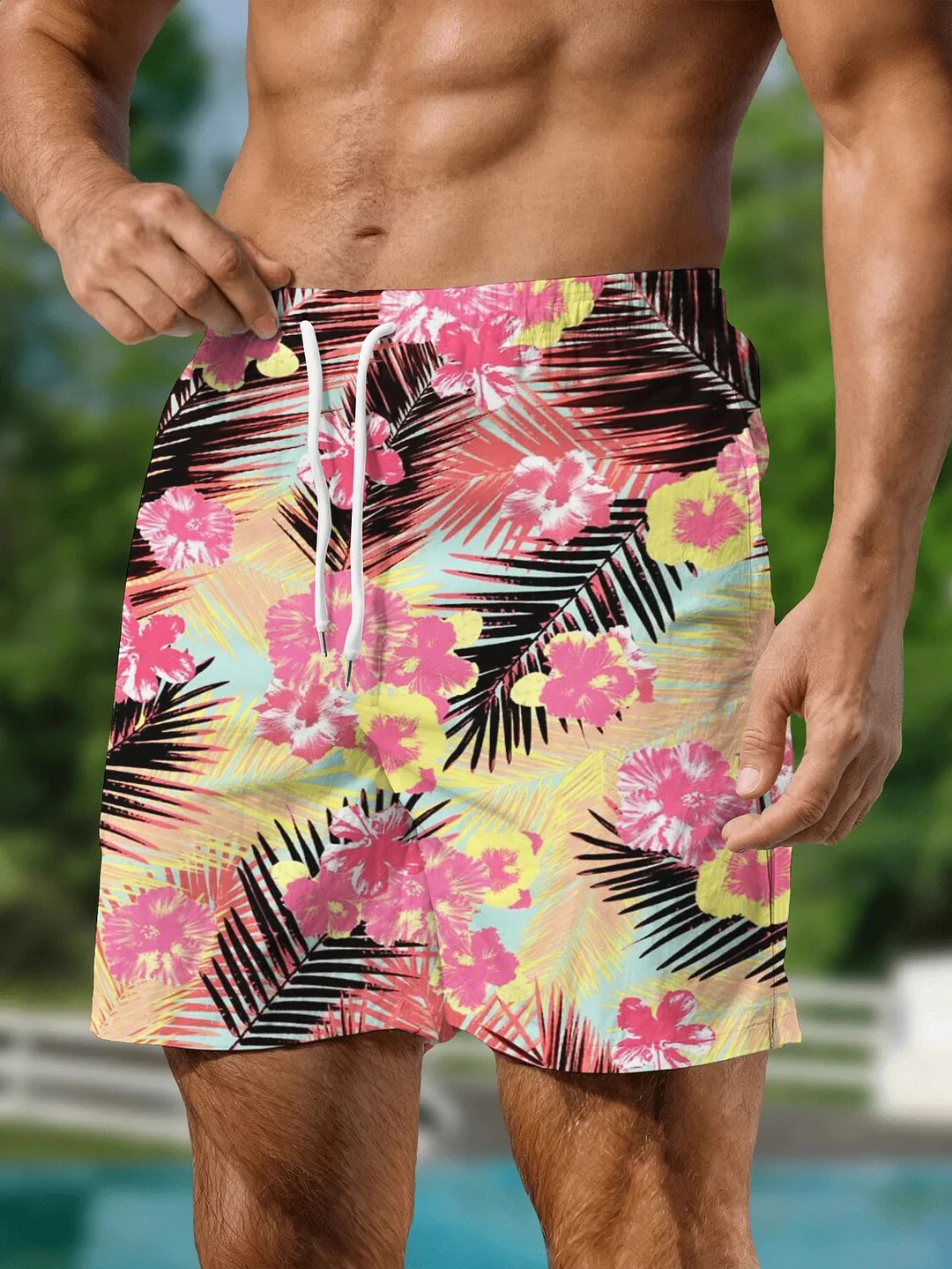 Men's Hawaiian Swim Trunks 3D Floral Print Beach Shorts Quick Dry Outdoor Leisure Sports Shorts Fashion Men's Shorts