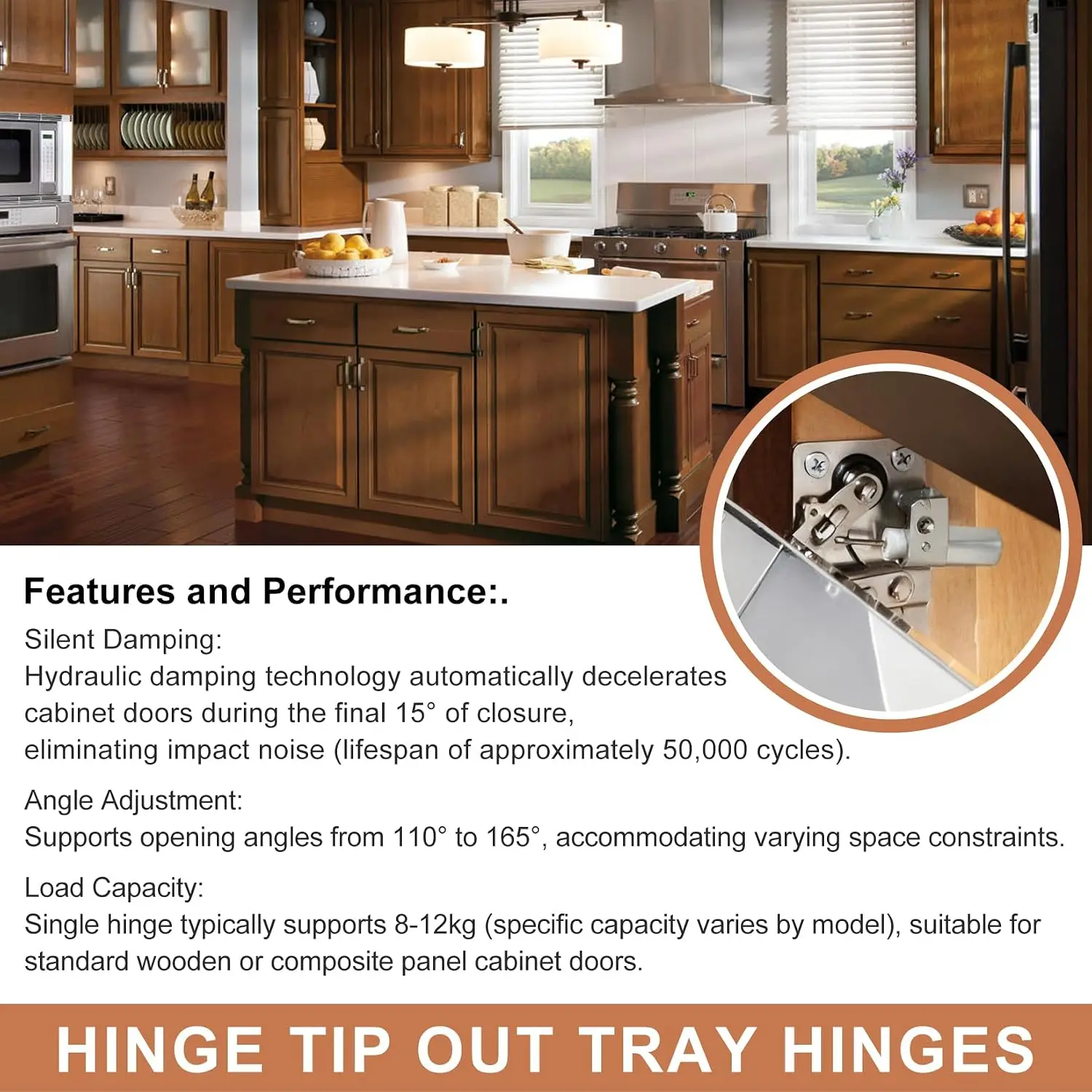 Goodsheng Soft-Close Pivot Hinges Pair of Self Closing Cabinet Door Hinge Tip Out Tray Hinges Fit  with Screws