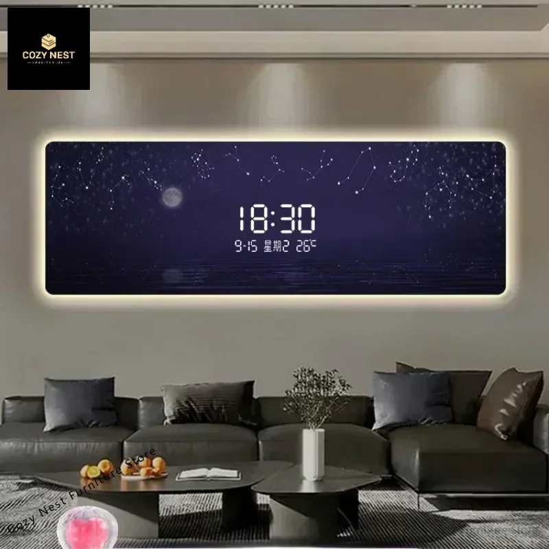 Led Wall Clock Digital Display Electronic Wall Clocks Nordic Living Room Starry Sky Modeling Creative Modern Home Decoration