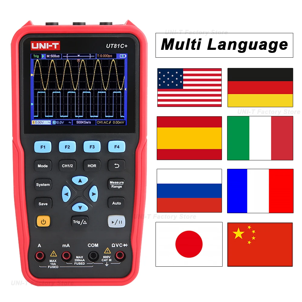 UNI-T UT81 Series Handheld Digital Oscilloscope Multimeter 2 Channels Signal Generator Waveform Professional Oscilloscope Kit