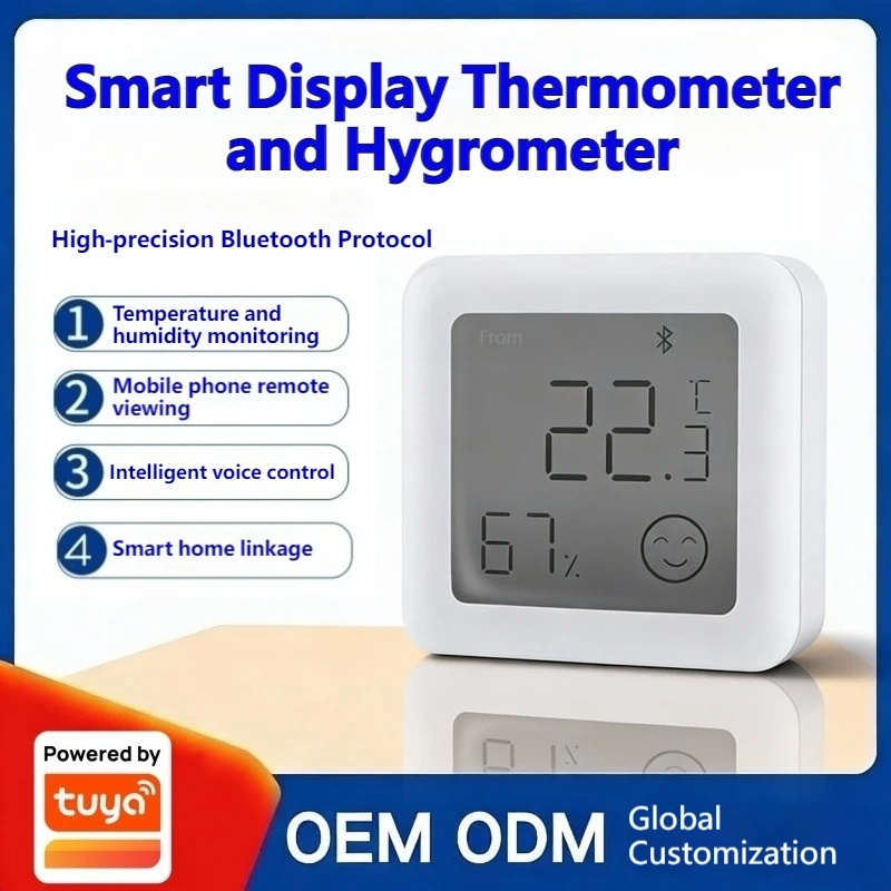 

Tuya Bluetooth Smart Temperature Humidity Sensor LCD Display Indoor Hygrometer with App Control