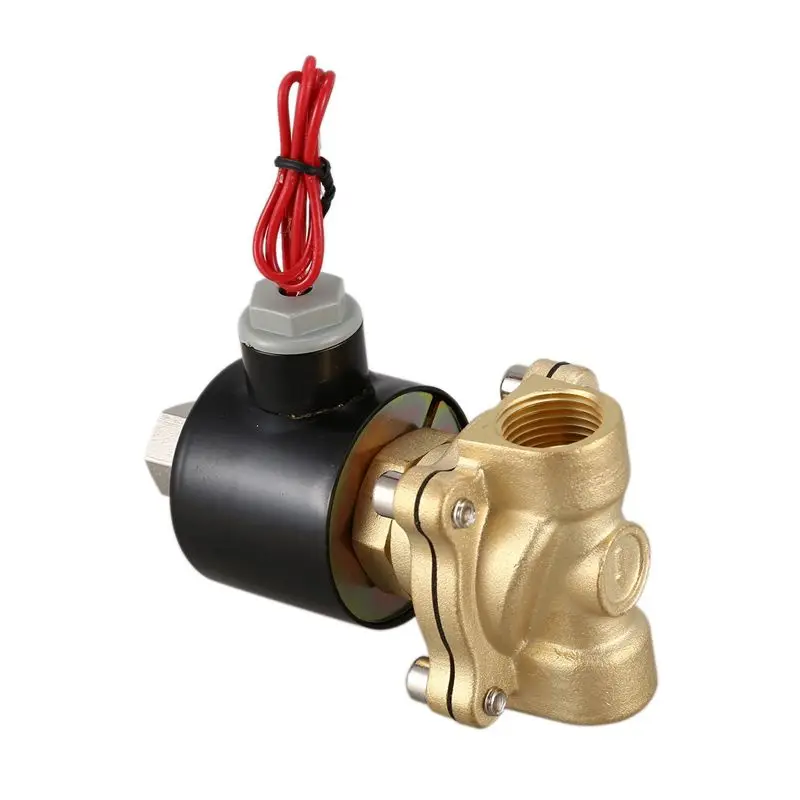 2X 1/2Inch DN15 Normally Open N/O Brass Electric Solenoid Valve 220V Pneumatic Valve For Water Oil Gas New
