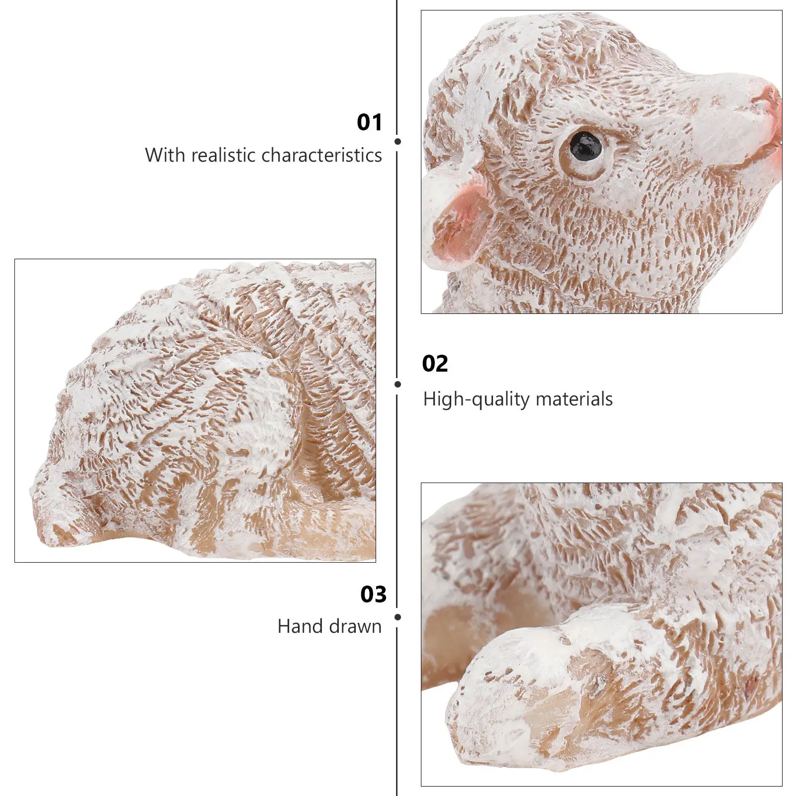 2Pcs Resin Emulation Lamb Home Ornament Garden Adornment Creative Decoration Outdoor Indoor Decor Lifelike Craft Gift for