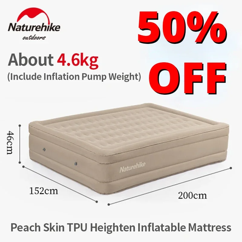 Naturehike Outdoor Camping 45cm Thick TPU Inflatable Pad Portable 2Persons Sleeping Mattress Free Give Air Pump And Repair Bag