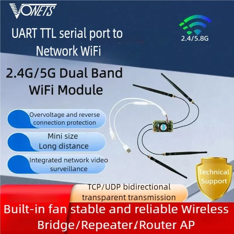 VONETS 2.4G Modul Nirkabel WiFi Router Bridge Ethernet Repeater Hotspot Penguat Sinyal untuk IoT DIY Perangkat Jaringan VM300-L