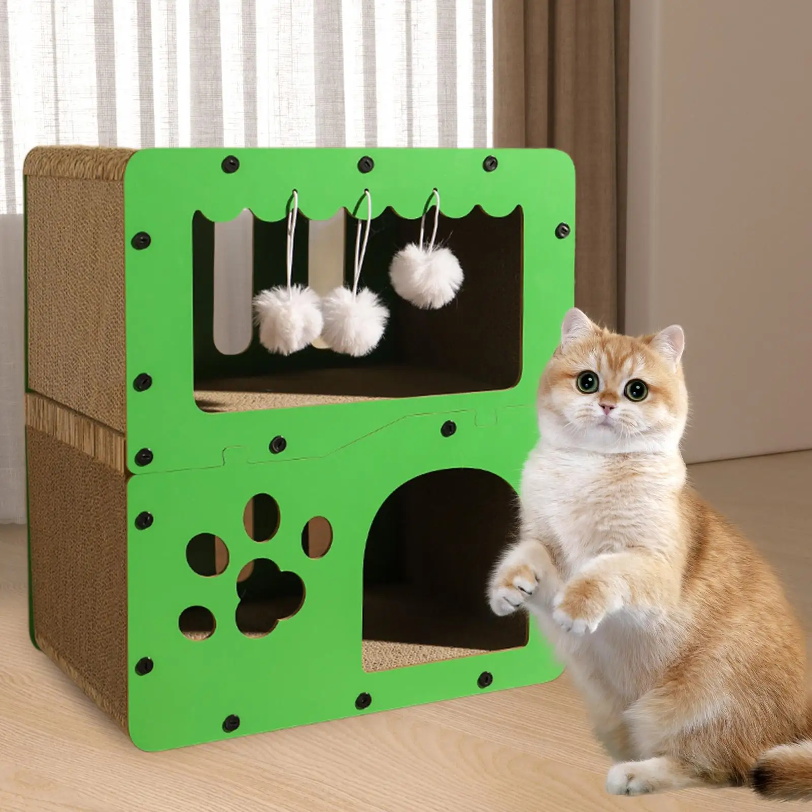 Cardboard Cat House 2 Layer Prevents Furniture Damage Castle Exercising and