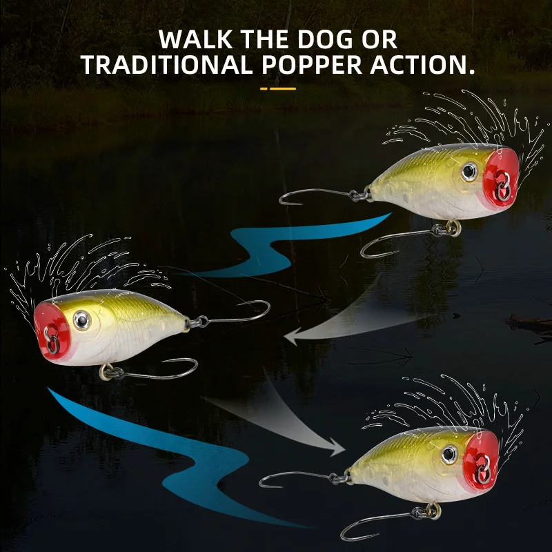 BLUX POKO Topwater Popper 35mm 3g Stream Trout Bass Fishing Lure Plastic Bait Creek Floating Freshwater Artificial Hard Lure