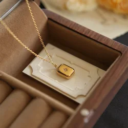 high quality 316L Fashion Stainless Steel Big plank brick Pendant Gold color Necklace   Exaggerated Punk Style Jewelry gift