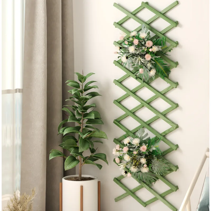 Solid Wood Wall-Mounted Plant Rack Thickened Trellis For Climbing Plants Balcony Grid Flower Stand Adjustable Design Pot Rack