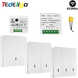 2 Way Light Switch Without Neutral,Mini 1/2 CH Relay Wireless Controller Module RF Remote Control Wall Switch 110v 220v ON/OFF