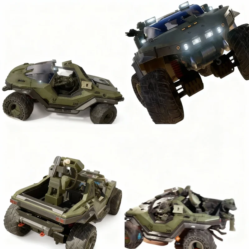 234 pièces MOC Nouveau Warthog - Modèle de blocs de construction des champions de la ville de la campagne Halo, cadeau de Noël, jouet de présentation, brique créative