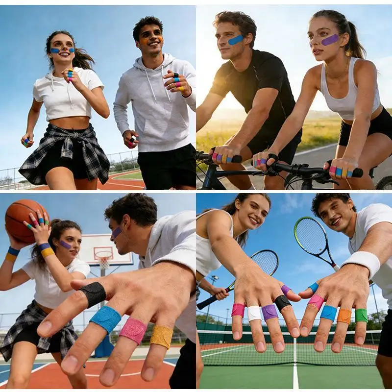 30Pcs Elastic Fabric Breathable Athletic Finger Tape Protection Strap Sports Basketball Volleyball Anti Blister Finger Patch
